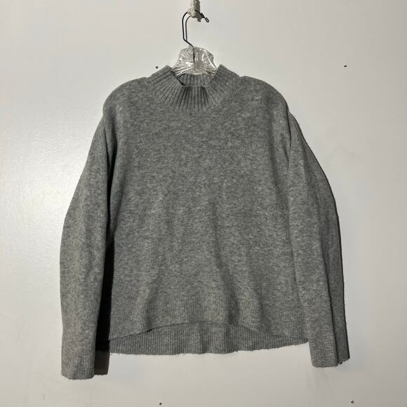 Uniqlo Gray souffle mock neck long sleeve sweater Wool Acrylic Blend Womans XL - Picture 1 of 7